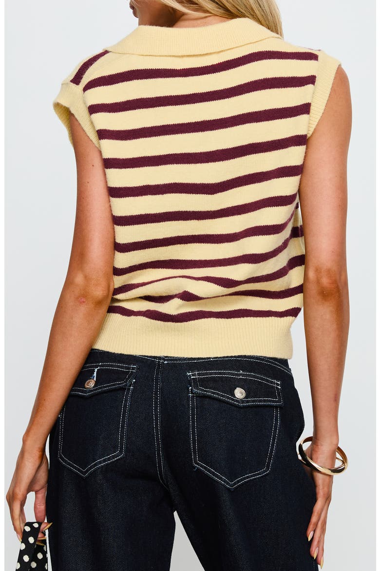 Yuliya Stripe Sweater Vest, Alternate, color, LEMON / BURGUNDY STRIPE