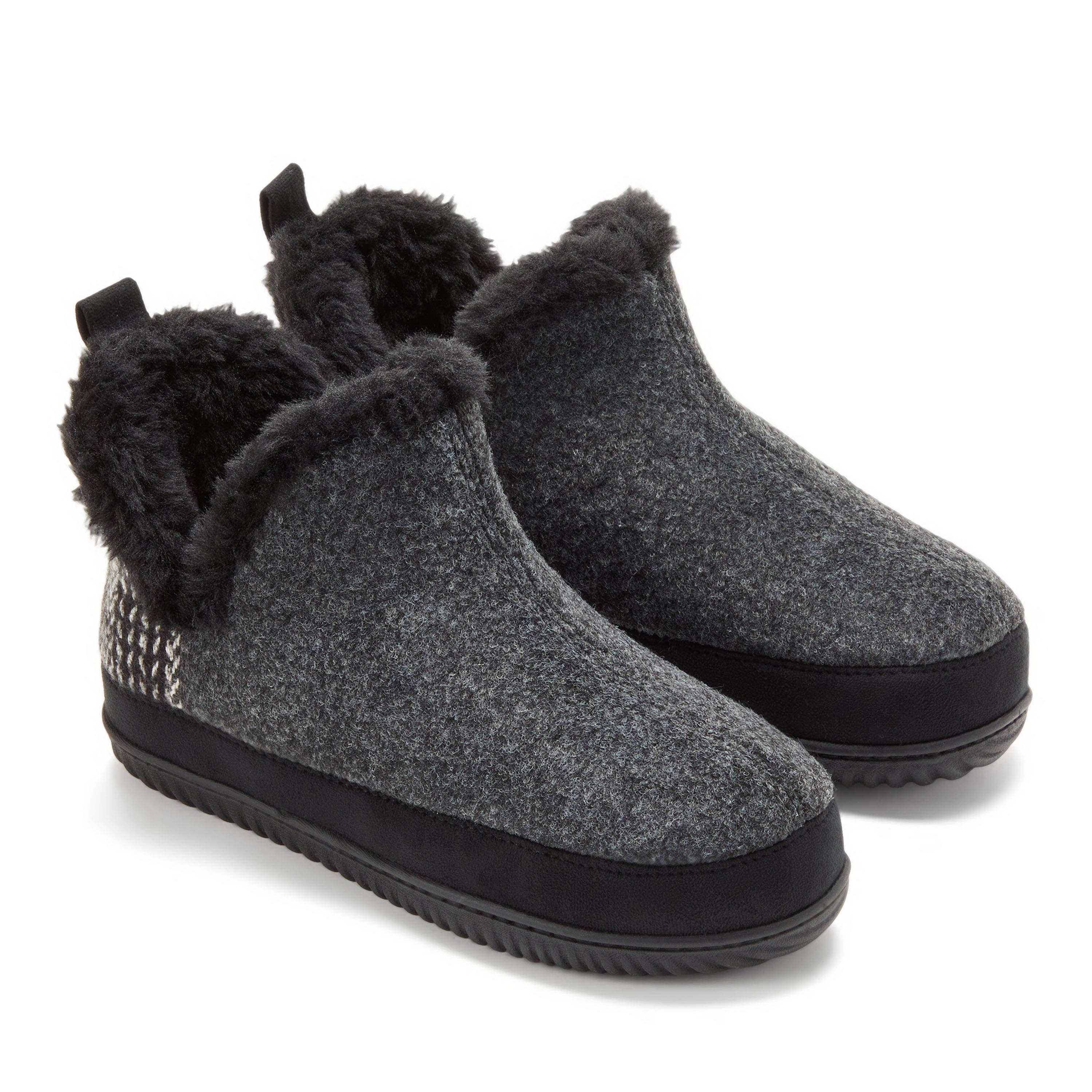 DEARFOAMS Felted and Plaid Boot Slipper, Alternate, color, 