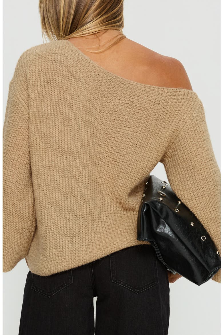 Delyn Off the Shoulder Sweater, Alternate, color, CAMEL