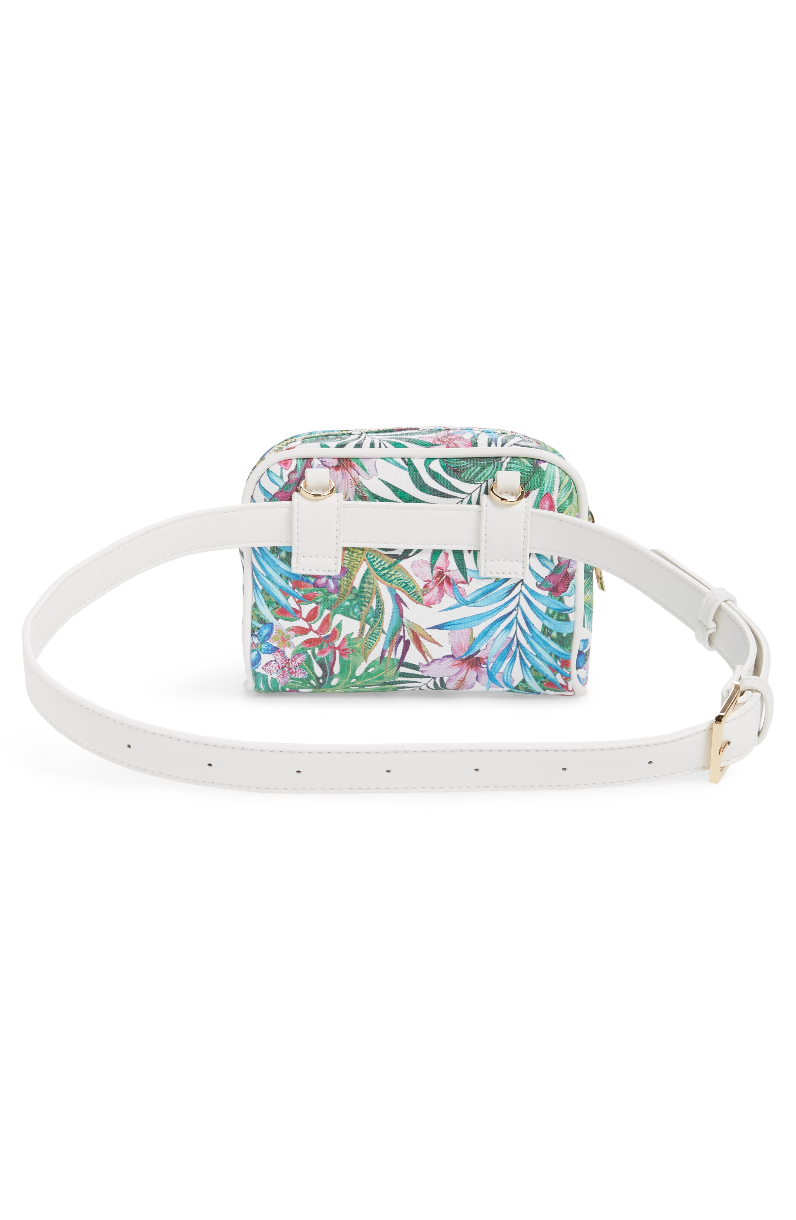 Lacey Floral Convertible Vegan Leather Belt Bag, Alternate, color, WHITE/ WHITE FLORAL
