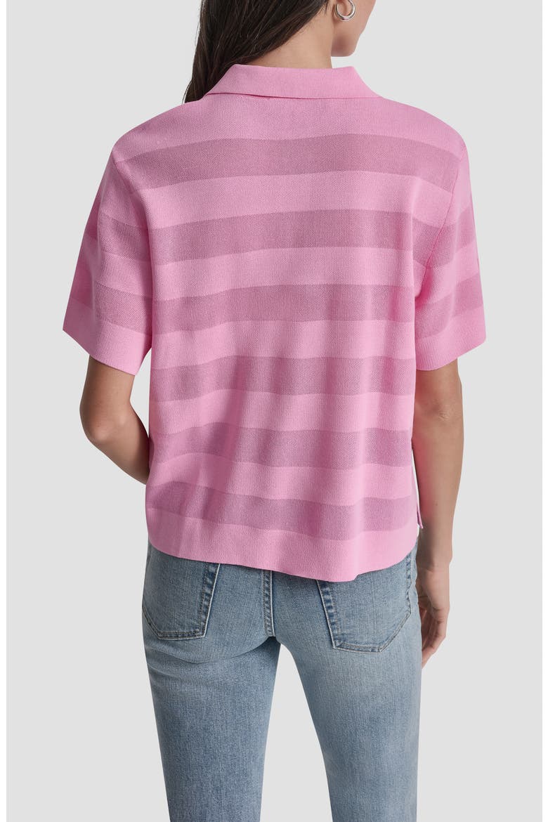 Sheer Stripe Polo, Alternate, color, BRIGHT PEONY