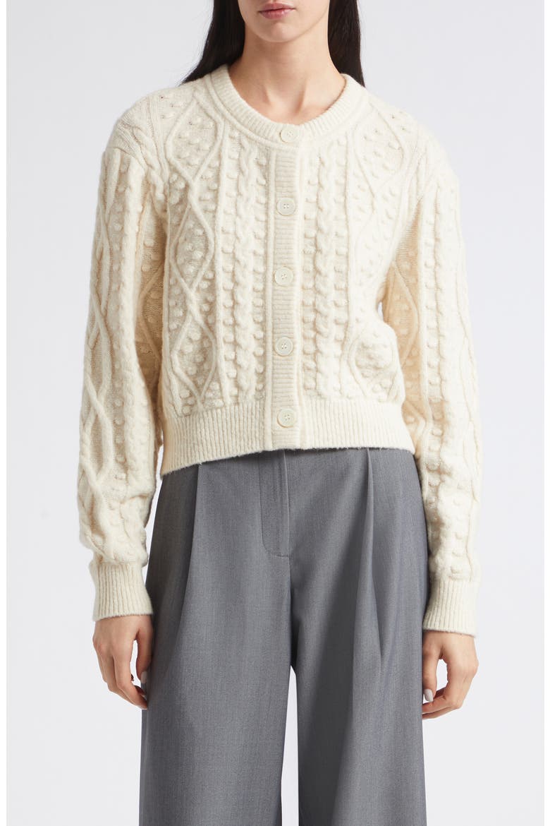 Rana Cable Knit Cardigan, Main, color, CREAM