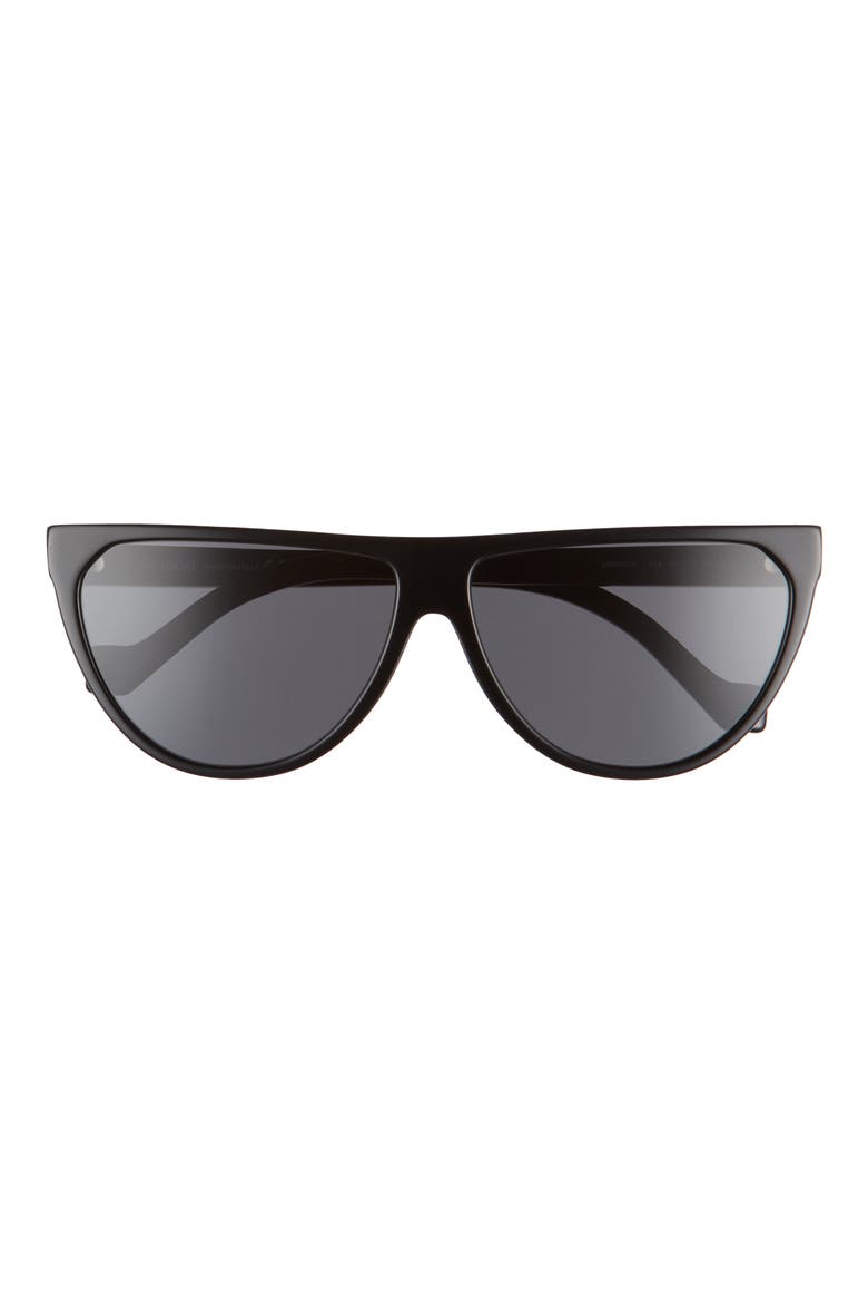 61mm Flat Top Sunglasses, Main, color, SHINY BLACK/ SMOKE