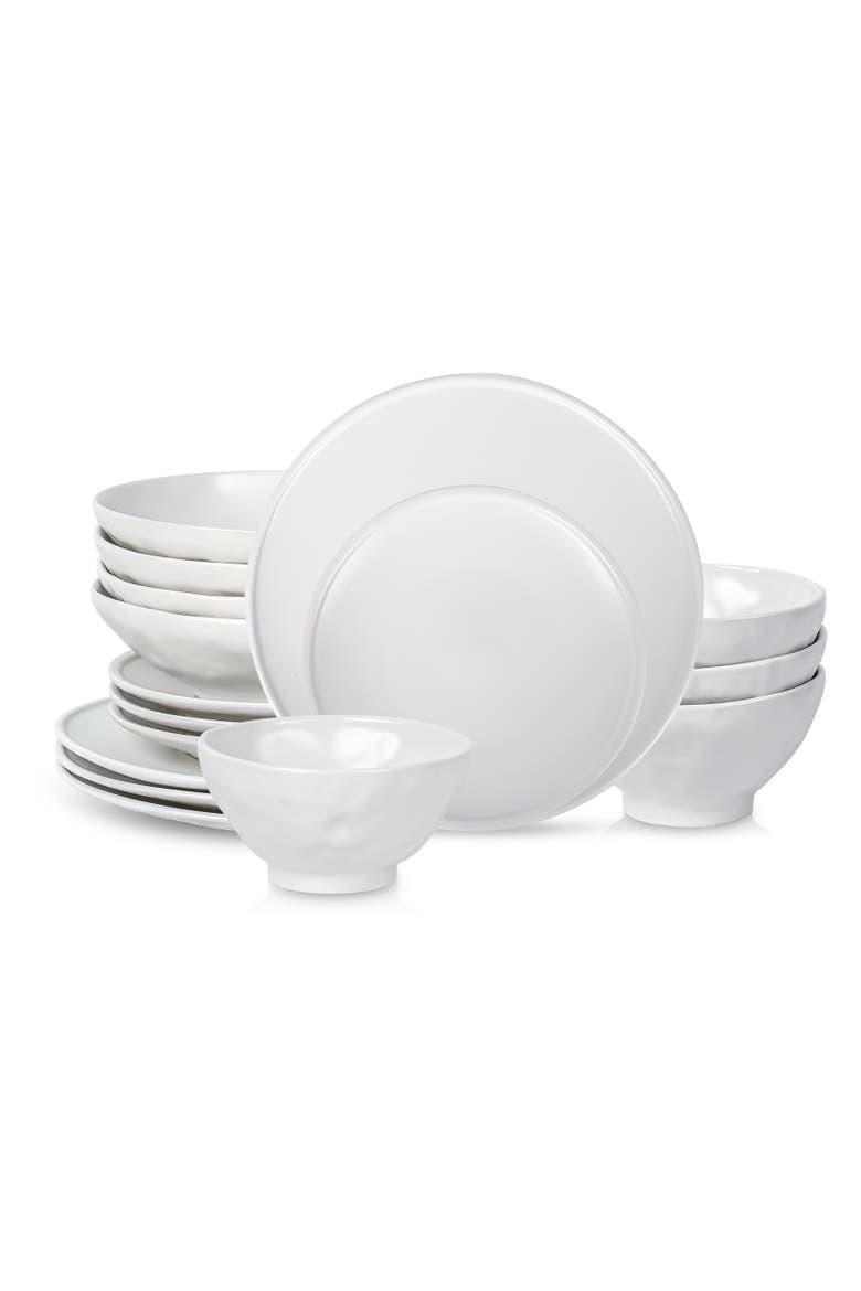 NENDO Stoneware 16-Piece Dinnerware Set, Main, color, White