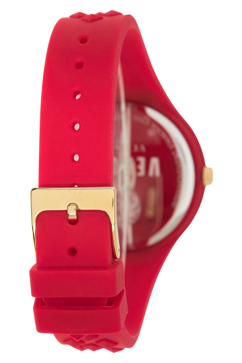 Women's Crystal Pavè Silicone Strap Watch, 39mm & Zip Case, Alternate, color, RED