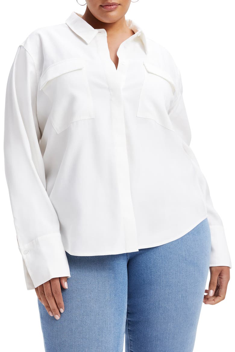 Flap Pocket Button-Up Shirt, Alternate, color, IVORY001