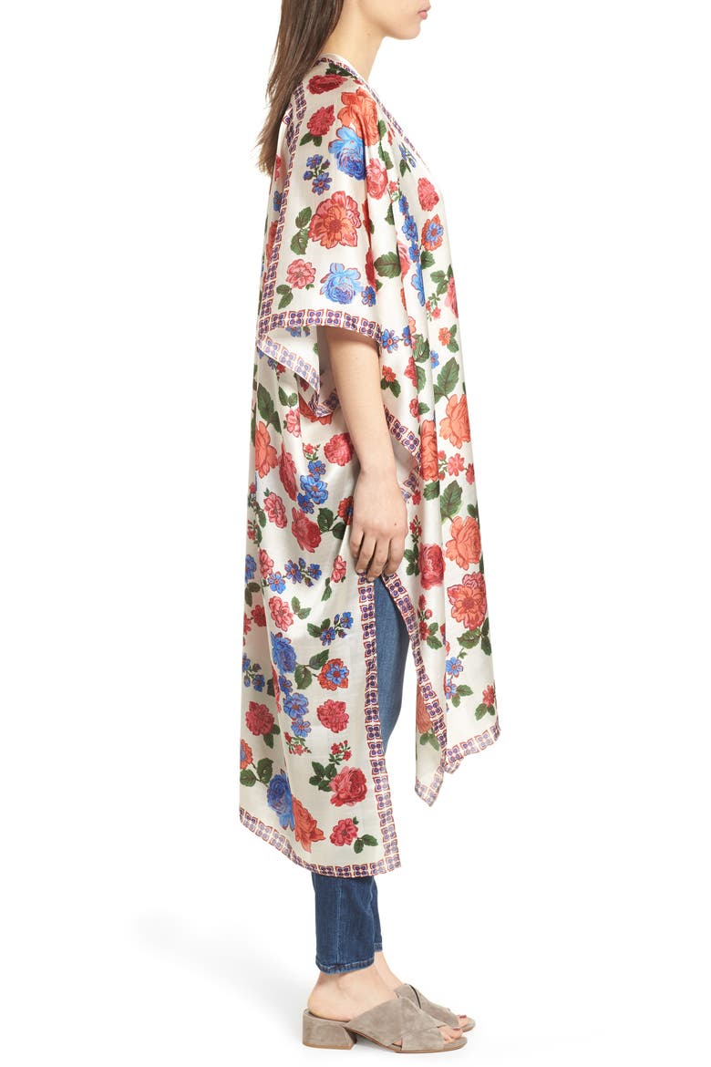 Floral Maxi Ruana, Alternate, color, IVORY