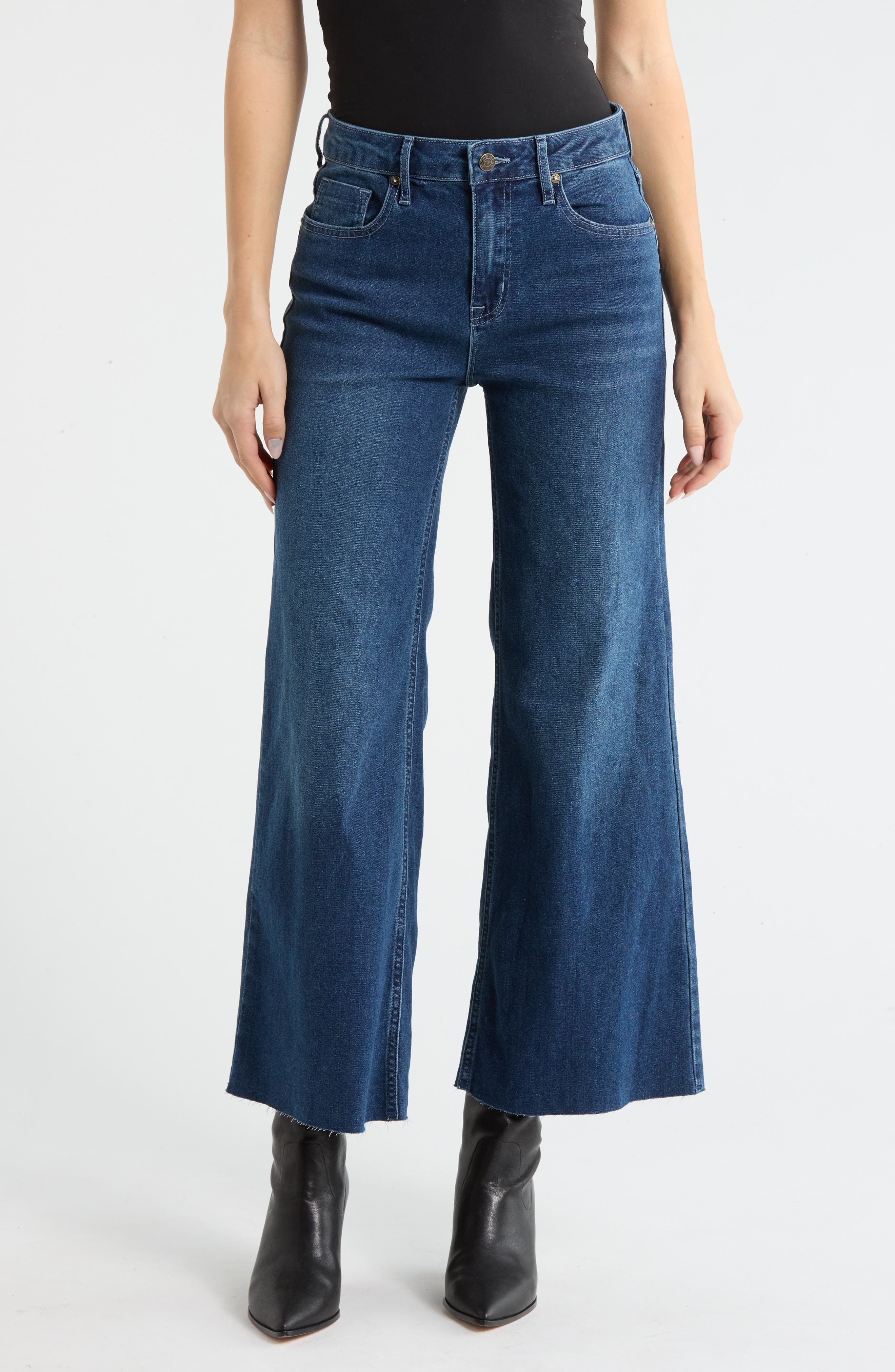 Vigoss Retro Raw Hem Ankle Palazzo Jeans