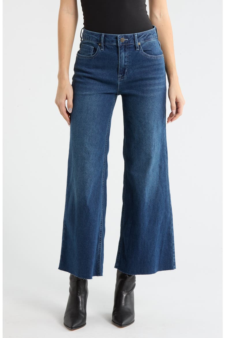 Retro Raw Hem Ankle Palazzo Jeans, Main, color, MEDIUM WASH
