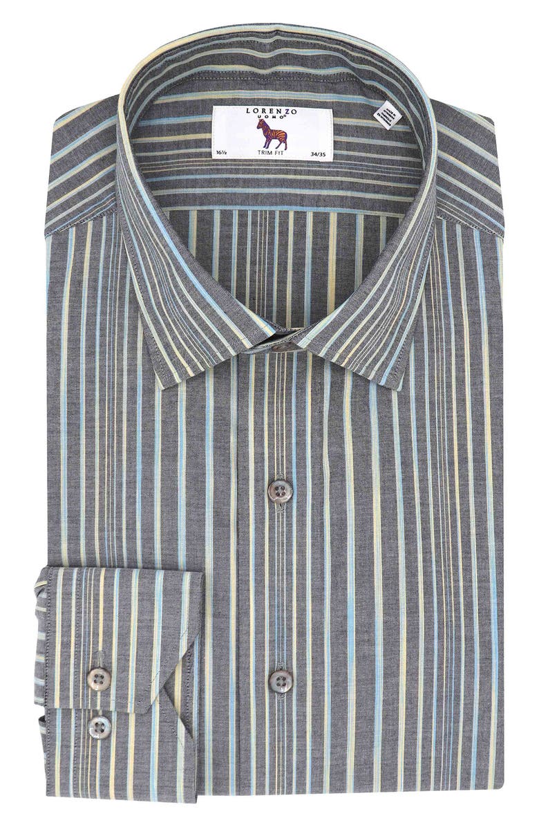 Lorenzo Uomo Men's Trim Fit Stripe Dress Shirt, Main, color,
