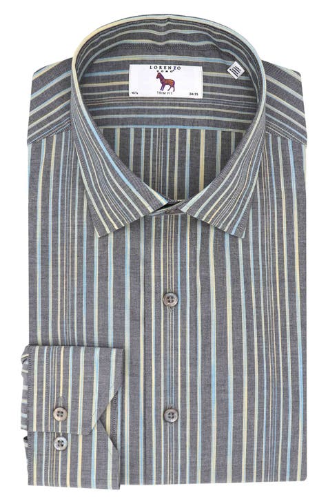 Men's Trim Fit Stripe Dress Shirt