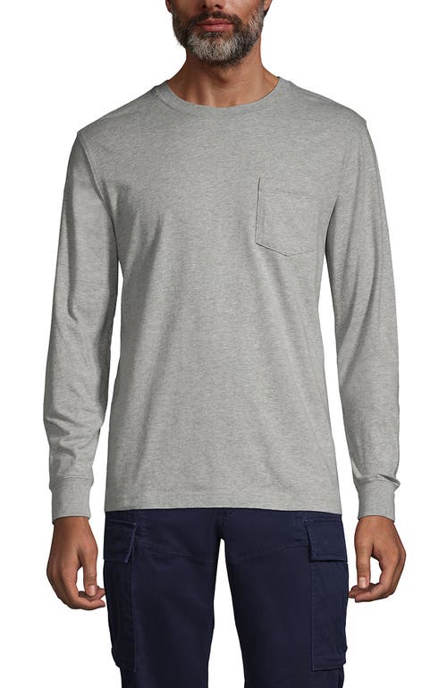 Lands' End Super-t Long Sleeve T-shirt With Pocket In Gray