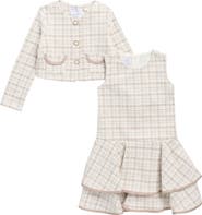 Iris & Ivy Kids' Plaid Sleeveless Dress & Cardigan Set