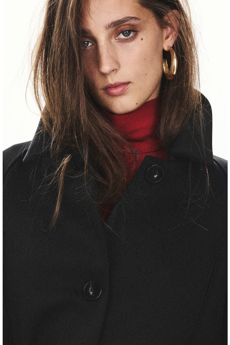 Shirt Collar Belted Jacket, Alternate, color, BLACK