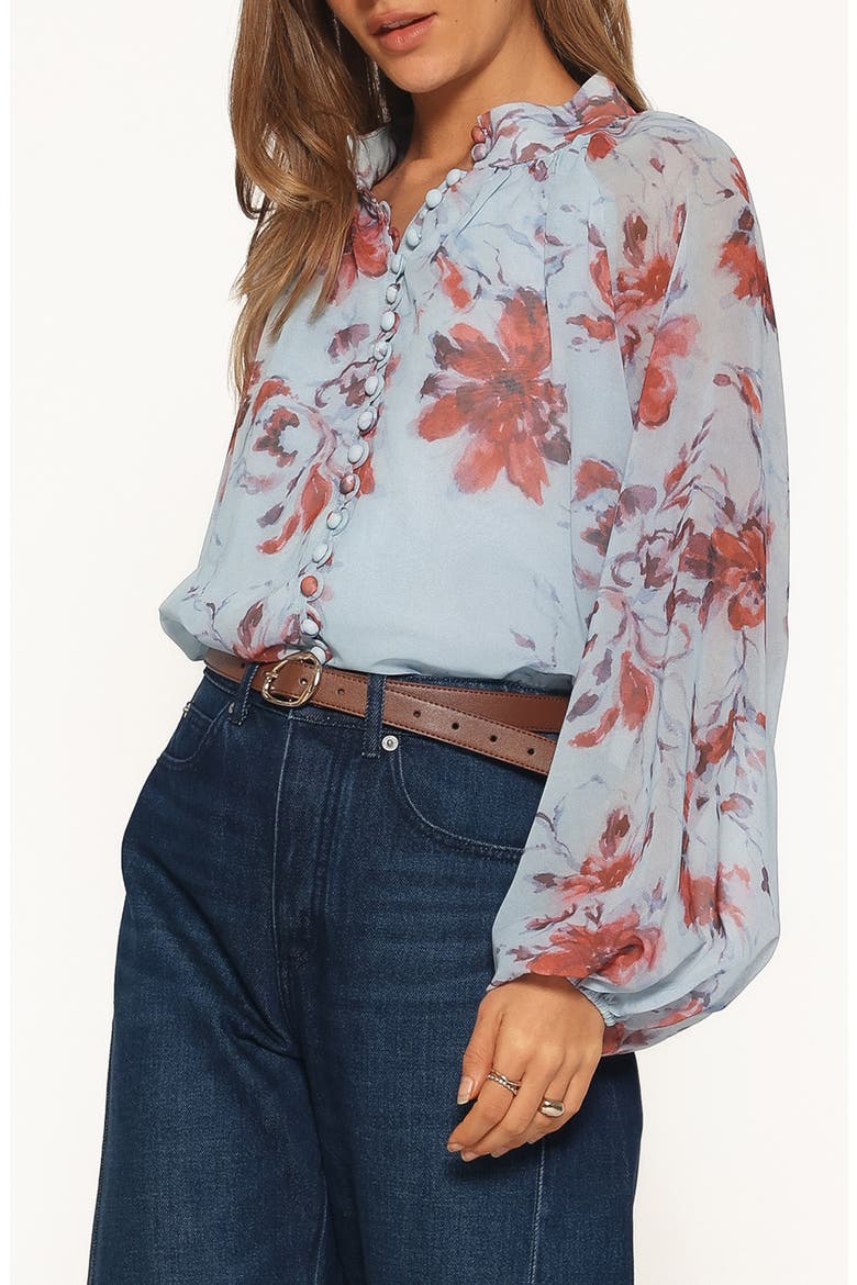 Marni Floral Balloon Sleeve Blouse, Alternate, color, BLUE FLORAL