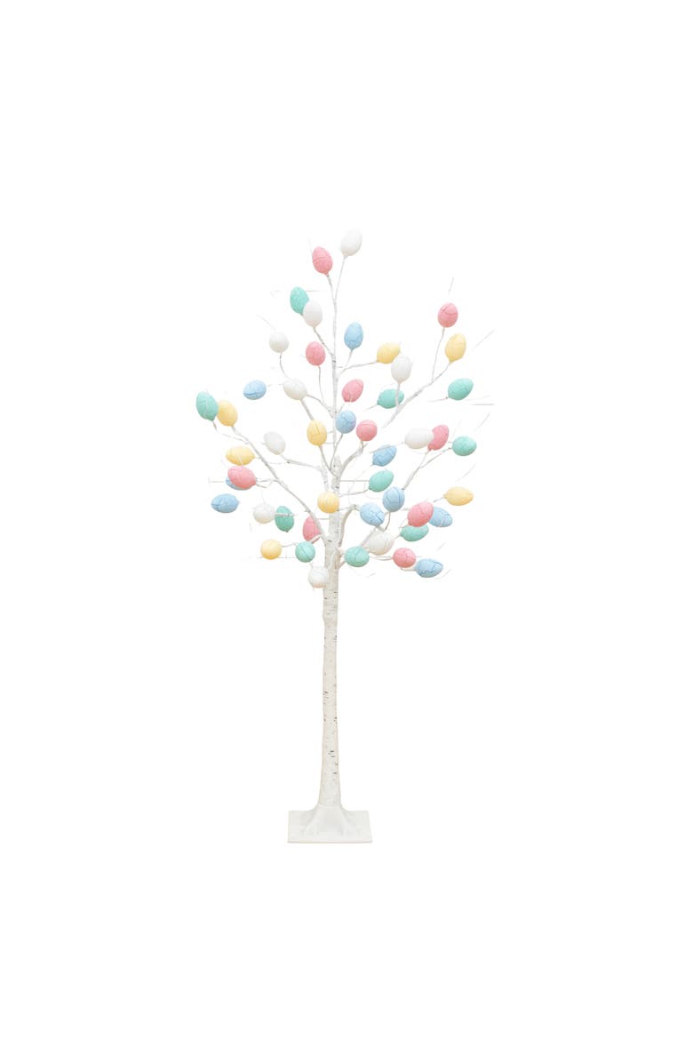 4-ft Pre-Lit Artificial Easter Twig Tree with 48 Egg Shaped LED Ornaments, Main, color, White