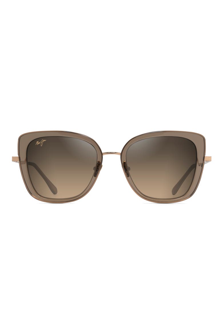 Violet Lake 53mm Polarized Round Sunglasses, Main, color, TRANSPARENT TAUPE WITH GOLD