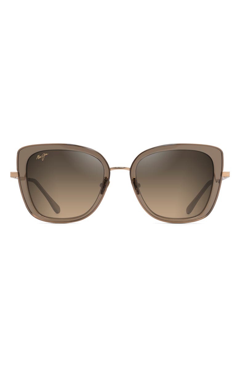 Maui Jim Violet Lake 53mm Polarized Round Sunglasses, Main, color, Transparent Taupe With Gold