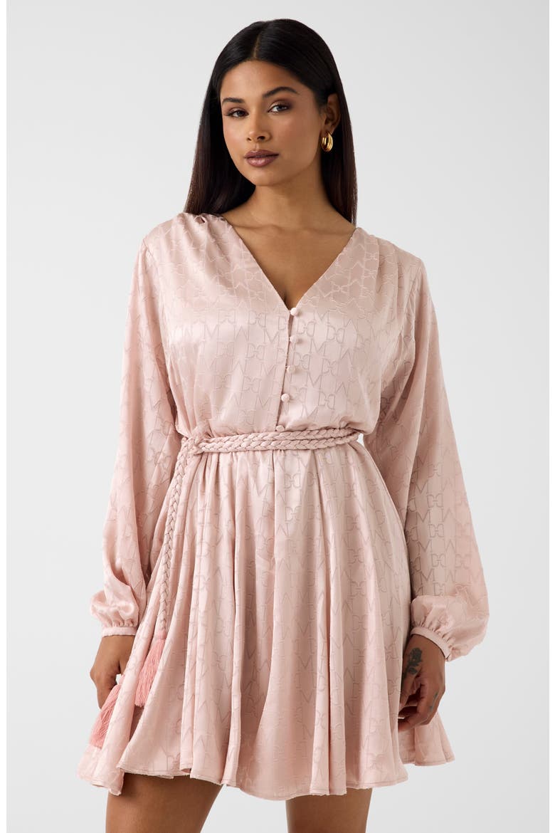Hadil Logo Monogram V-Neck Minidress, Alternate, color, MEDIUM PINK