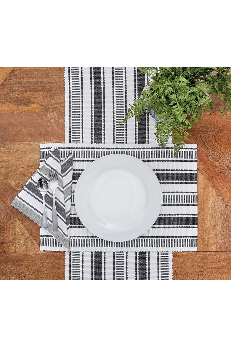 Chandler Stripe Onyx Table Runner 13" x 72", Alternate, color, Black