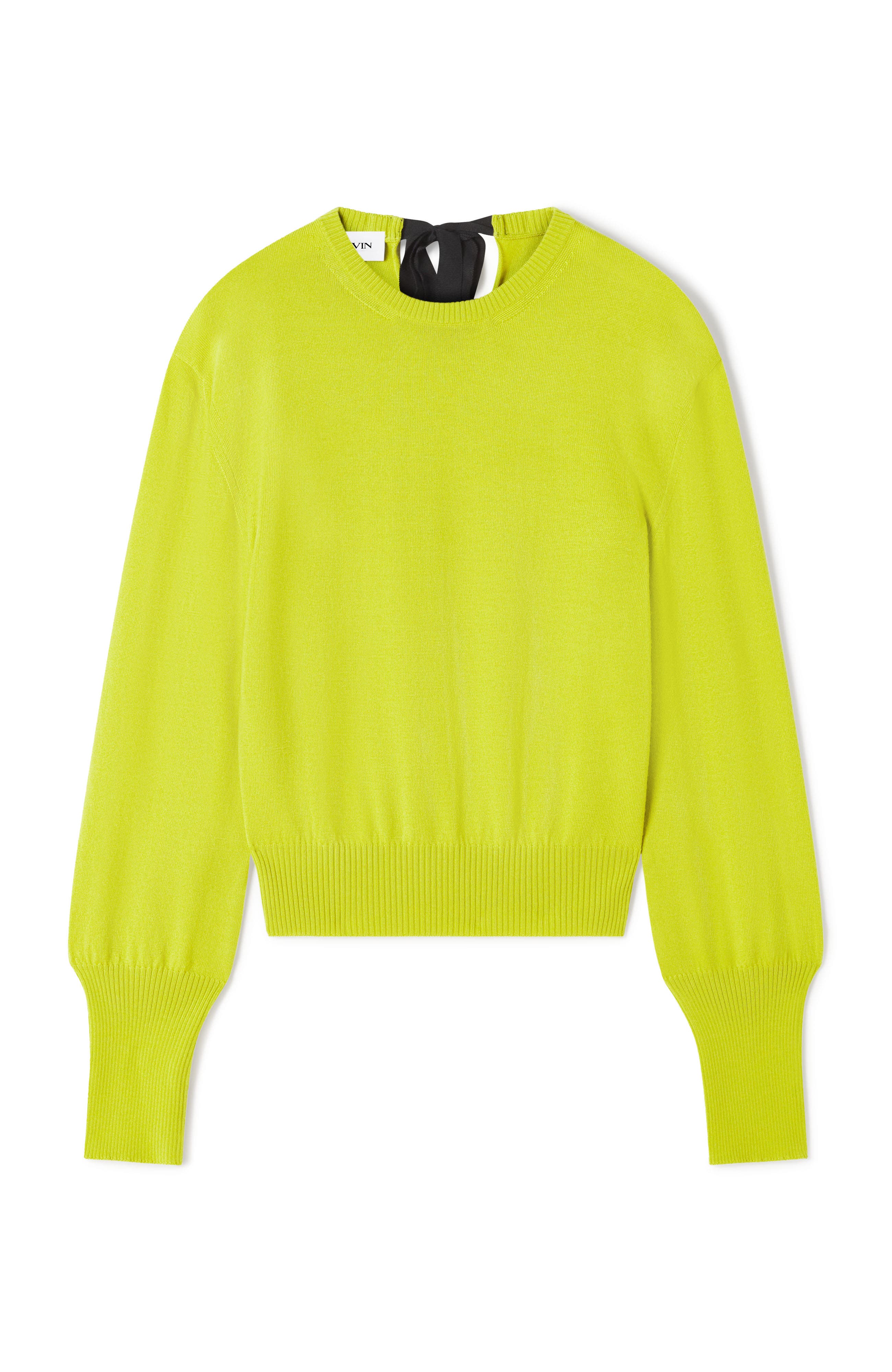 Green Wool Sweater With Grosgrain Detail - image 2