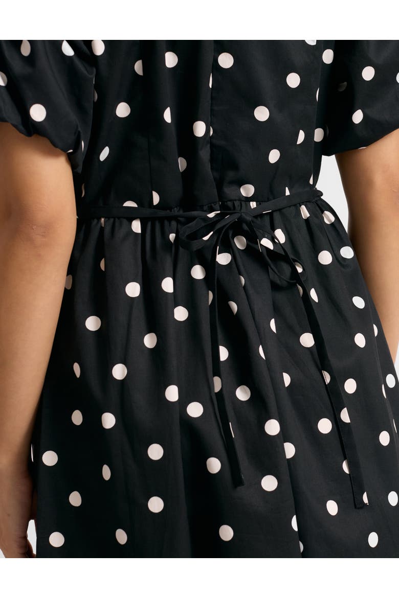 Large Spot V-Neck Midi Dress, Alternate, color, Black