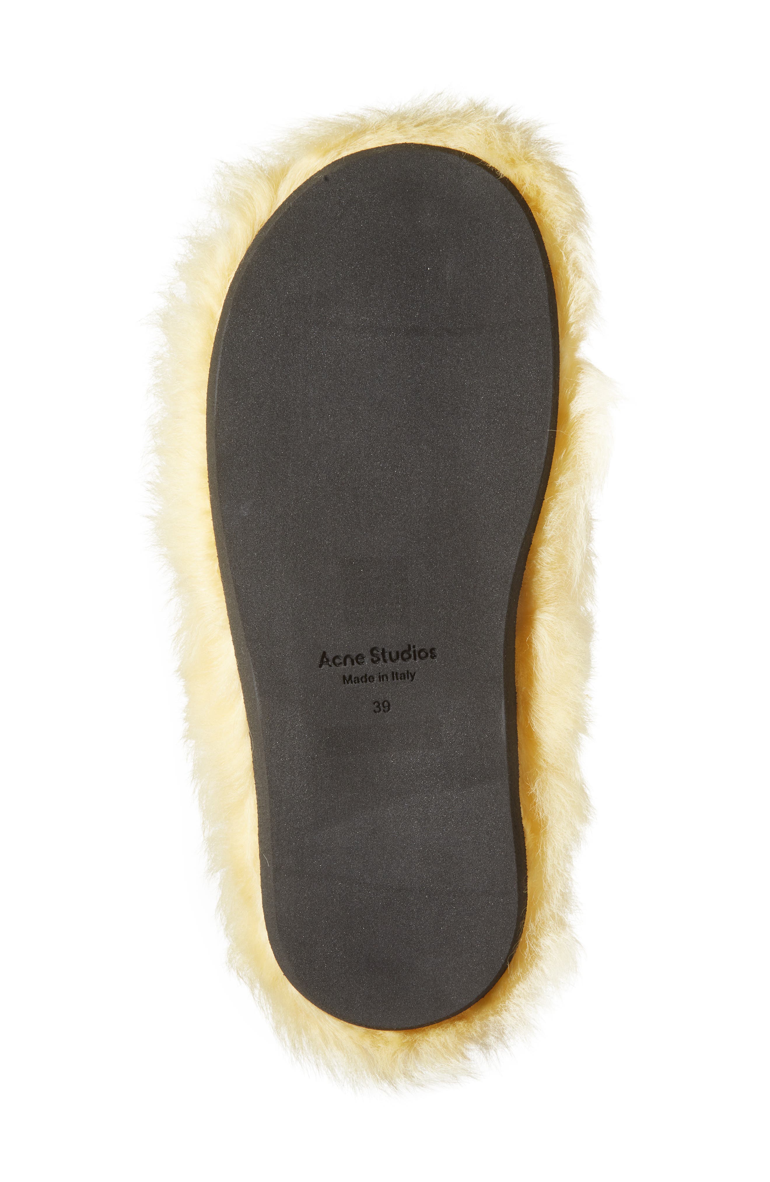 Acne Studios Blurr Shearling Flip Flop, Alternate, color, Canary Yellow