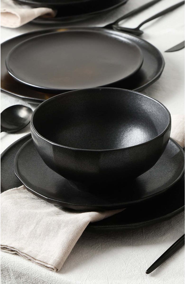 Stone Lain Rio Stoneware 12-Piece Dinnerware Set, Alternate, color, Black