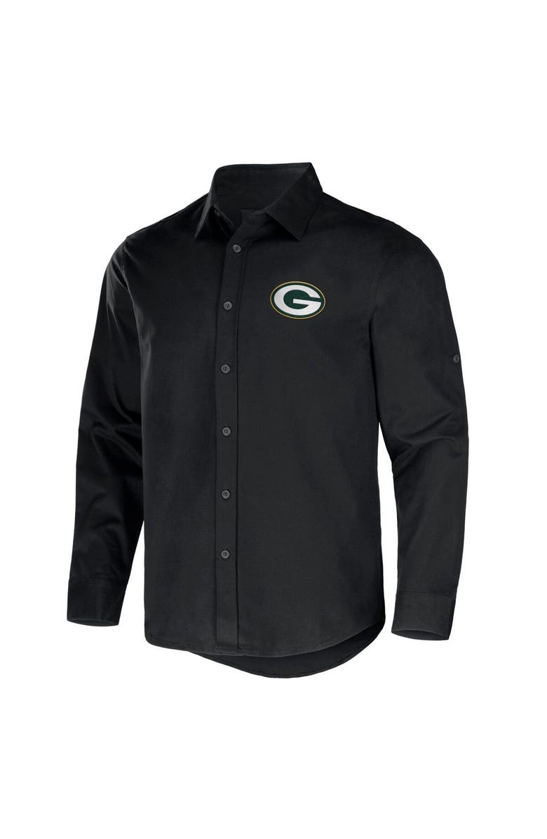 NFL X DARIUS RUCKER Men's NFL x Darius Rucker Collection by Fanatics Black Green Bay Packers Convertible Twill Long Sleeve Button-Up Shirt, Alternate, color, 