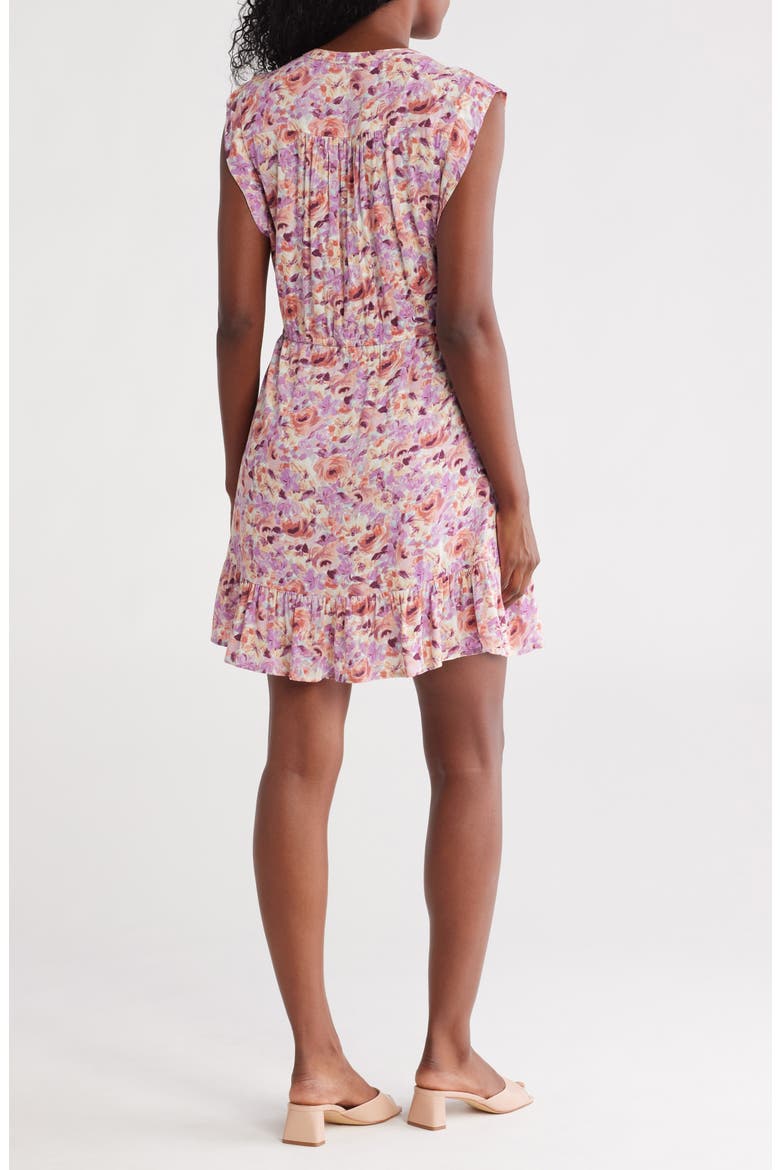Button Front Midi Dress, Alternate, color, DUSTY PURPLE/ TAUPE