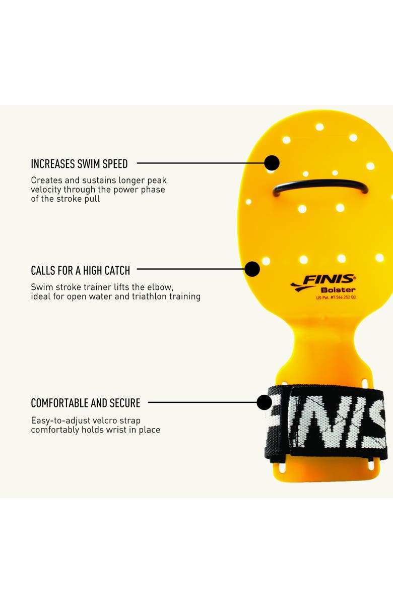 FINIS Bolster Swim Paddles Stroke Technique Trainer for Competitive and Fitness Swimming Builds Strength All Swim Strokes, Alternate, color, Yellow