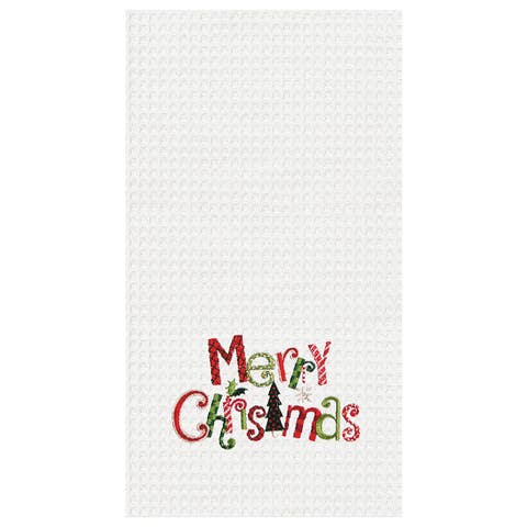"Merry Christmas" Cotton Waffle Weave Kitchen Dishtowel