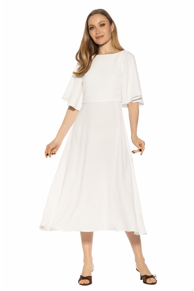 Milos Boatneck Midi Dress, Alternate, color, SAND