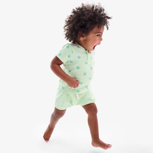 Primary Baby Organic Henley Tee In Baby Bugs In Light Clover Snails