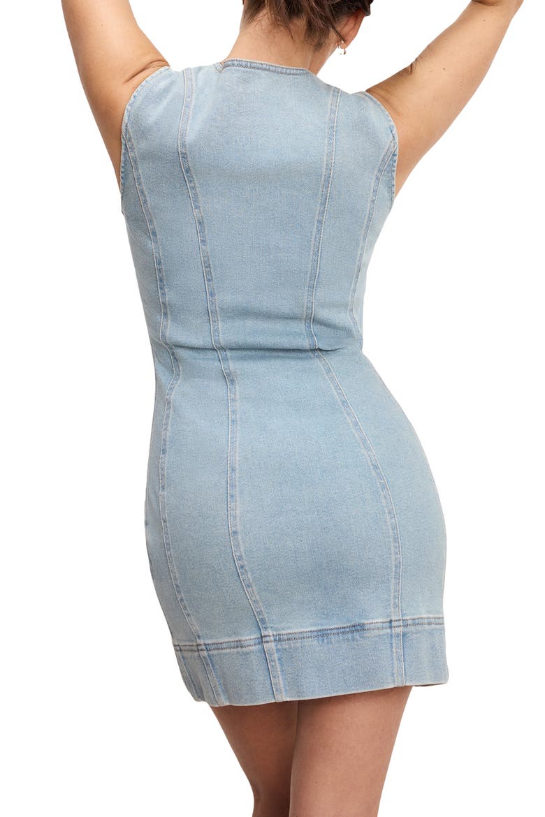 Button-Up Power Stretch Denim Minidress, Alternate, color, INDIGO910