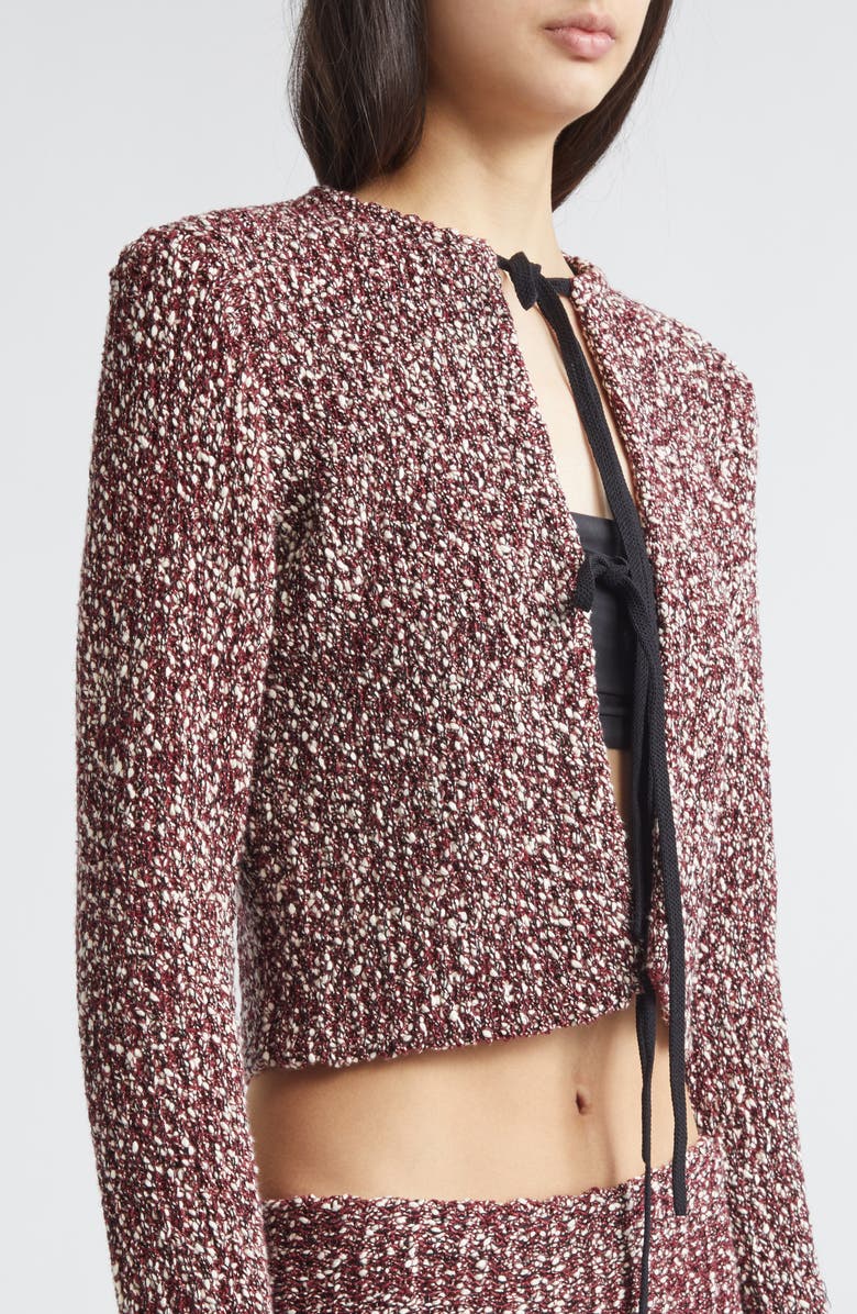 Proenza Schouler Colette Cotton & Linen Popcorn Slub Cardigan, Alternate, color, Wine Multi