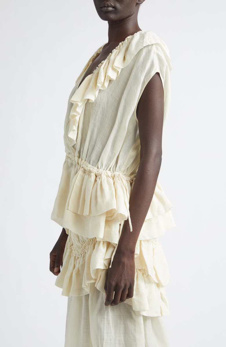 Dries Van Noten Ruffled Mousseline Top, Alternate, color, Ivory