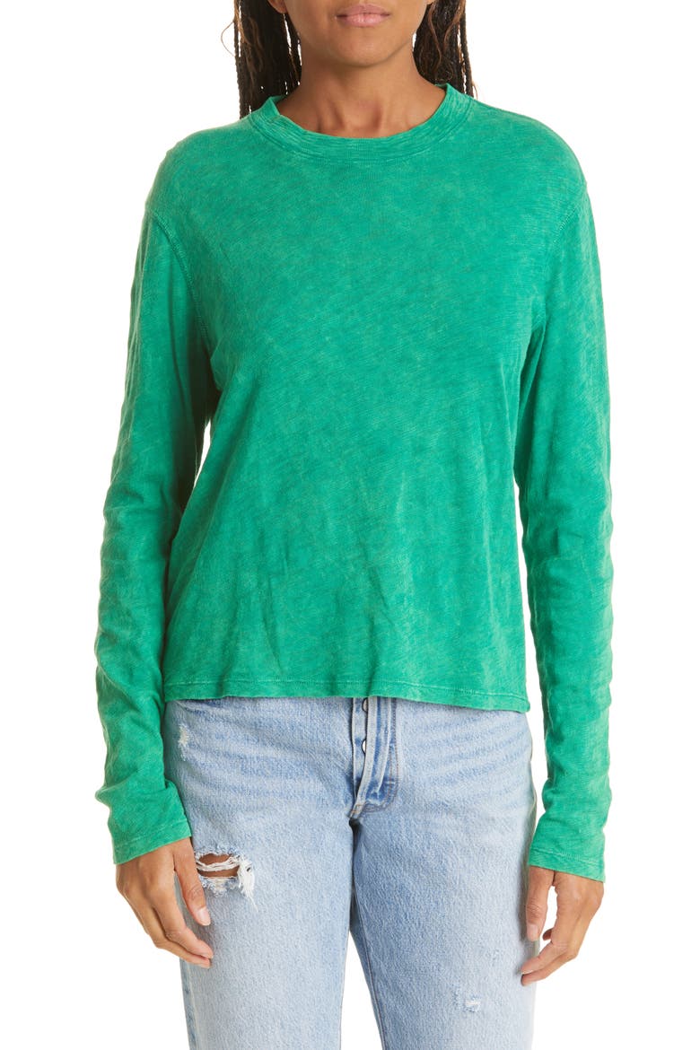 Long Sleeve Cotton Top, Main, color, DEEP AGAVE