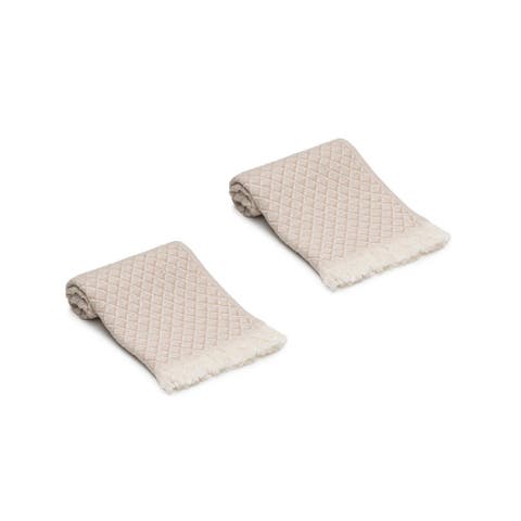Serenity Grid Turkish Cotton Hand Towels - Set of 2