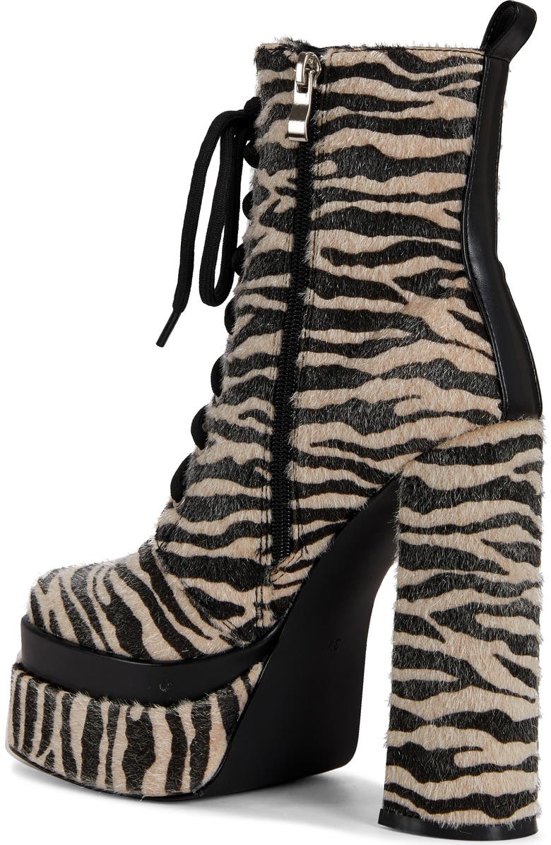 AZALEA WANG Redford Faux Calf Hair Lace-Up Bootie, Alternate, color, Black Multi