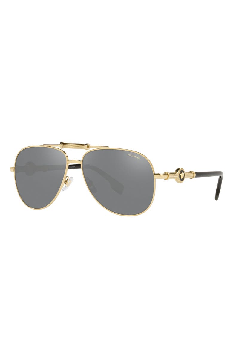 Versace 59mm Polarized Aviator Sunglasses, Alternate, color,