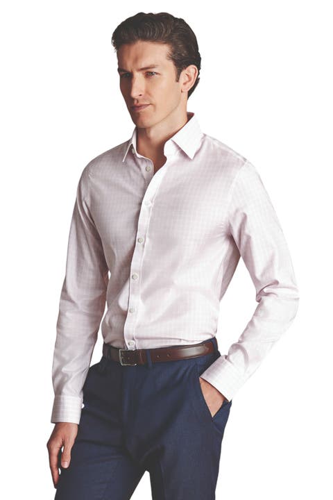 Triple Check Non-Iron Twill Slim Fit Shirt Single Cuff