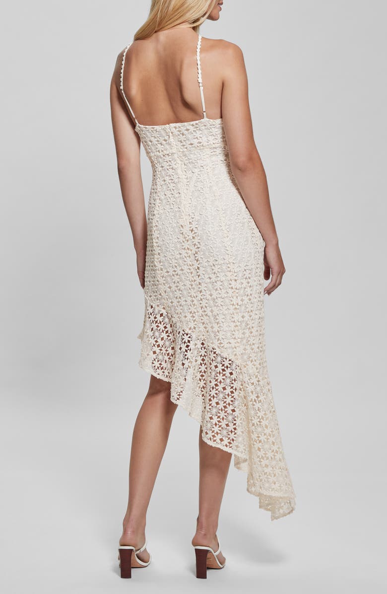 GUESS Claudia Floral Stitch Asymmetric Maxi Dress, Alternate, color, Dove White