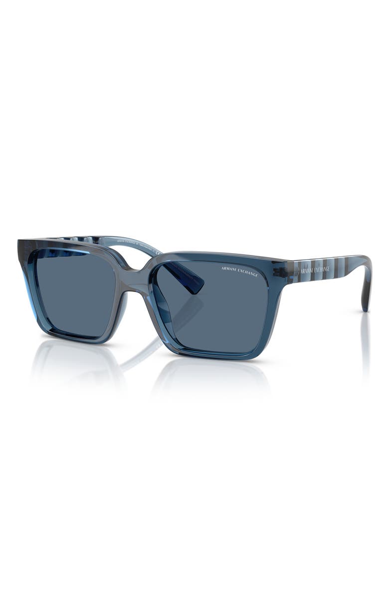AX Armani Exchange 56mm Square Sunglasses, Alternate, color, Shiny Blue / Dark Blue