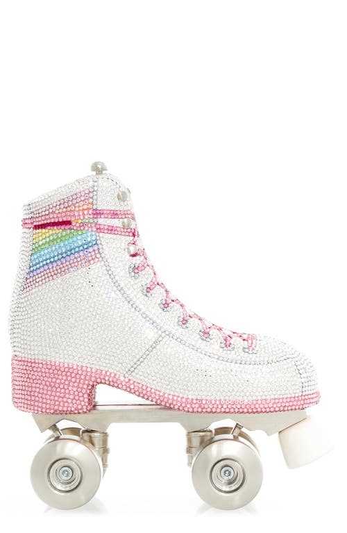 JUDITH LEIBER COUTURE Let's Roll Roller Skate Clutch in Silver Rhine Multi 