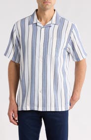 Tommy Bahama Santorini Stripe Cotton Blend Button-Up Shirt