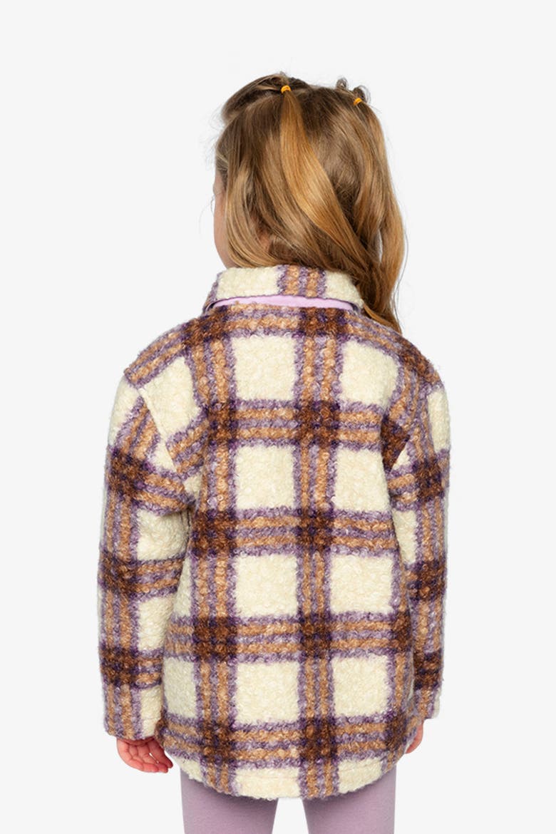 Zipped Fleece Plaid Chest Pocket Overshirt, Alternate, color, Beige and Mauve Tiles