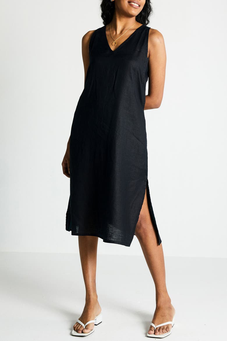 V-Neck Straight Dress, Alternate, color, Black