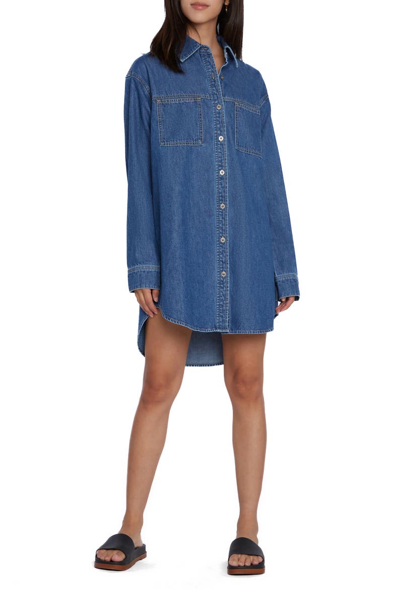 Oversize Denim Shirtdress, Main, color, WAVE BLUE