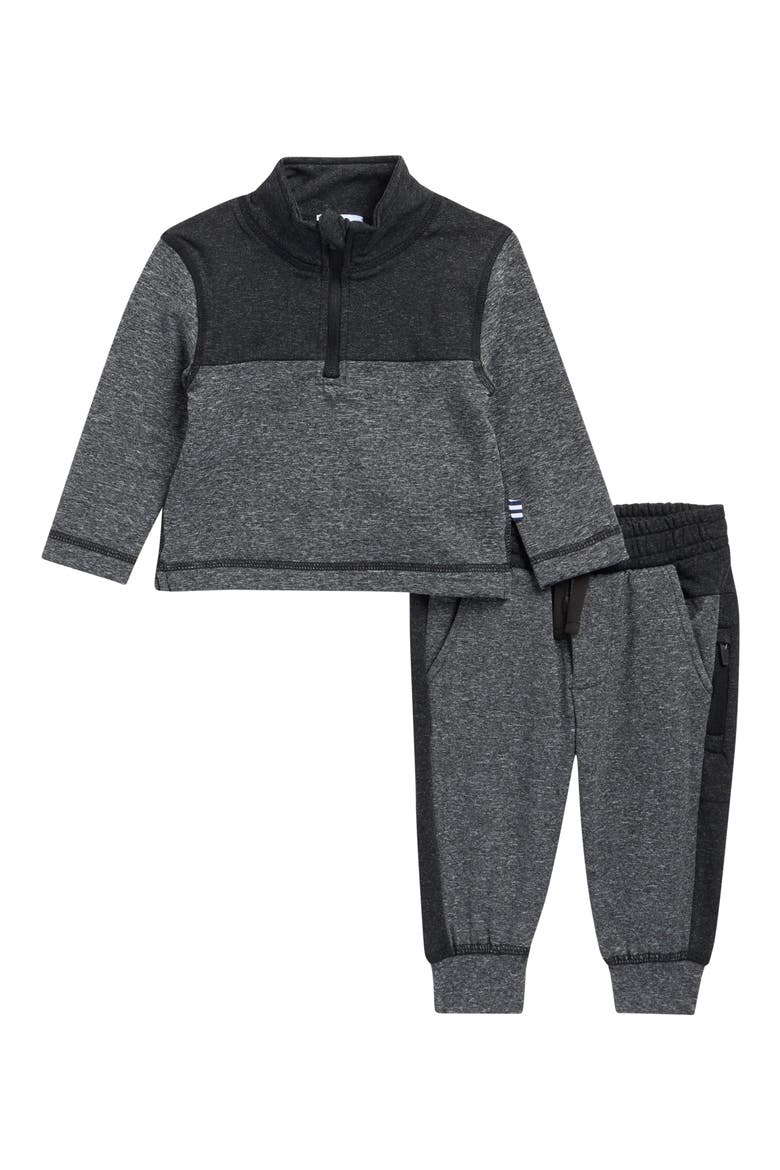 Voyager Quarter Zip Pullover & Drawstring Joggers Set, Main, color, CARBON/ BLACK
